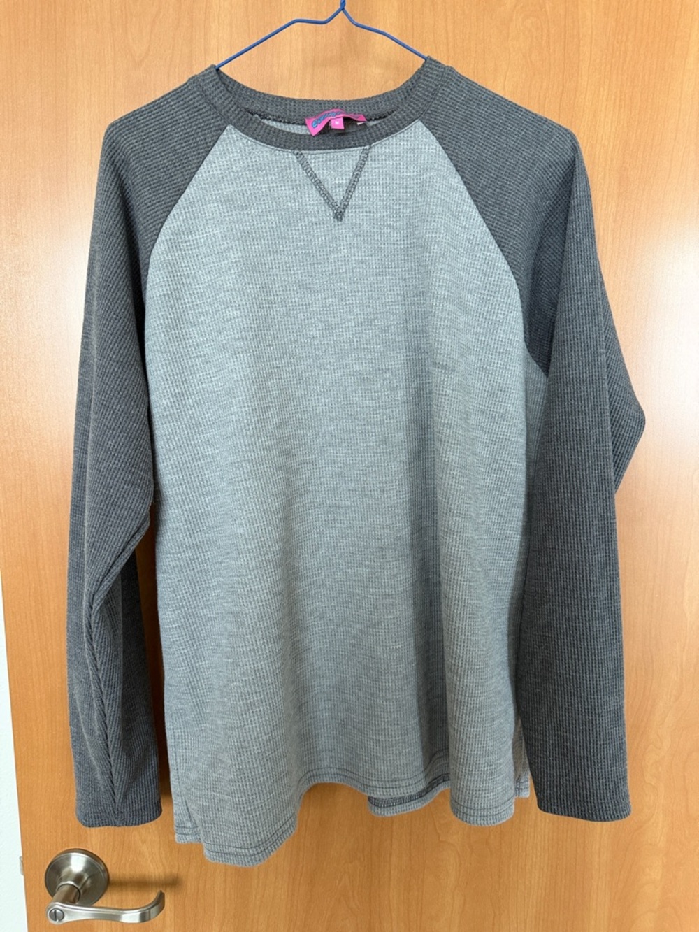Edikted Waffle oversized Knit top - Gray raglan with Dark Trim